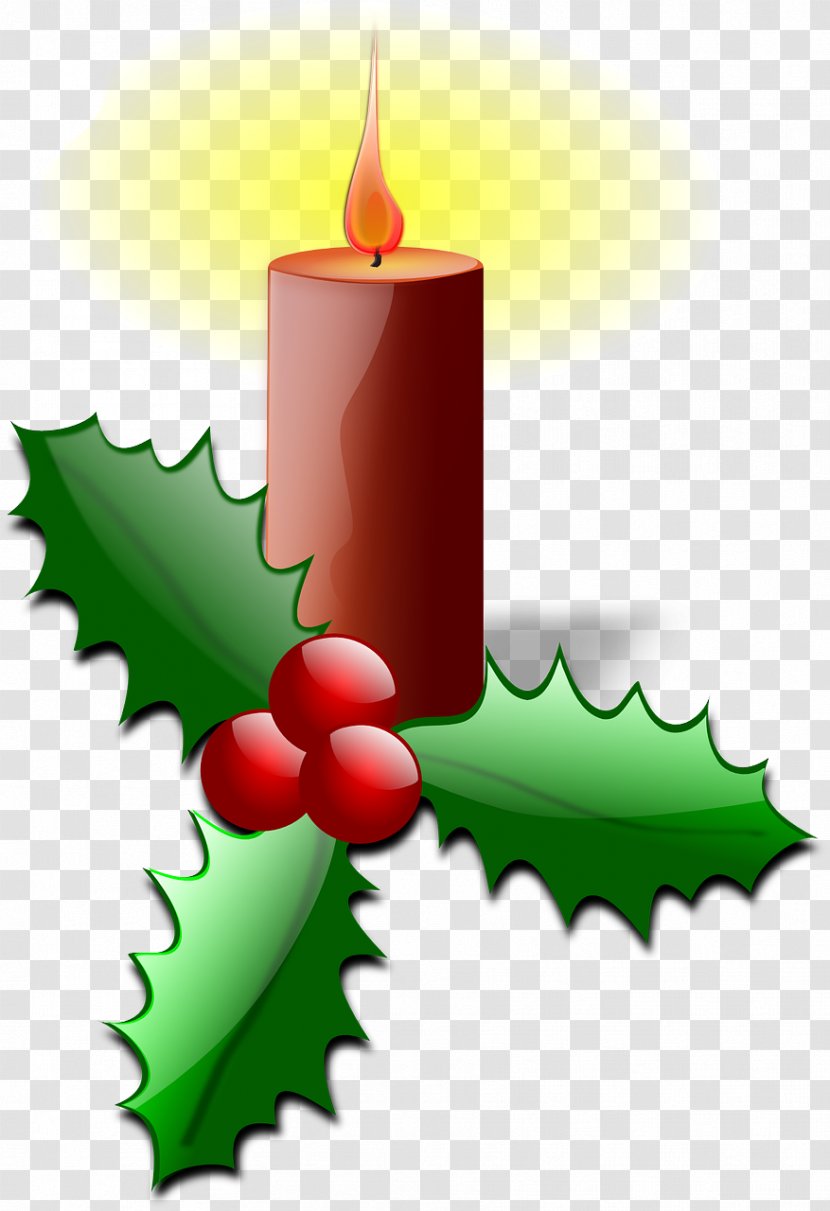 Common Holly Christmas Clip Art - Burning Candles Transparent PNG