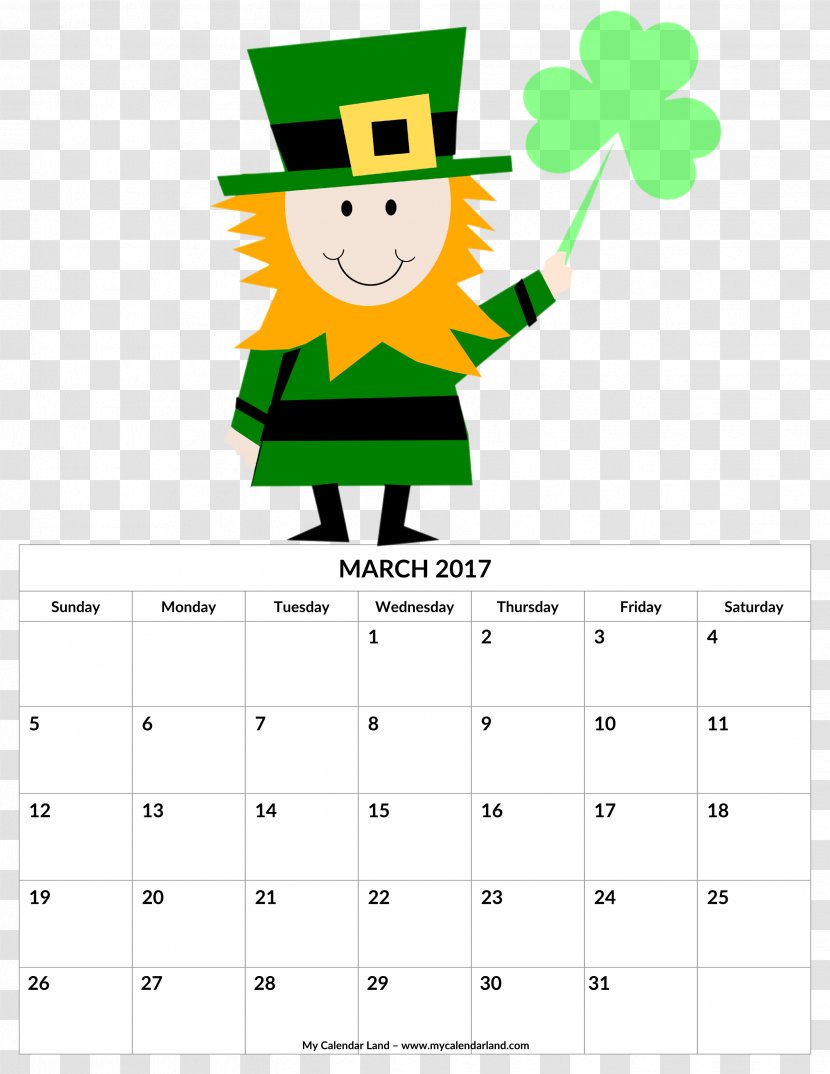 Saint Patrick's Day Republic Of Ireland Irish People Clip Art - Watercolor Calendar Transparent PNG