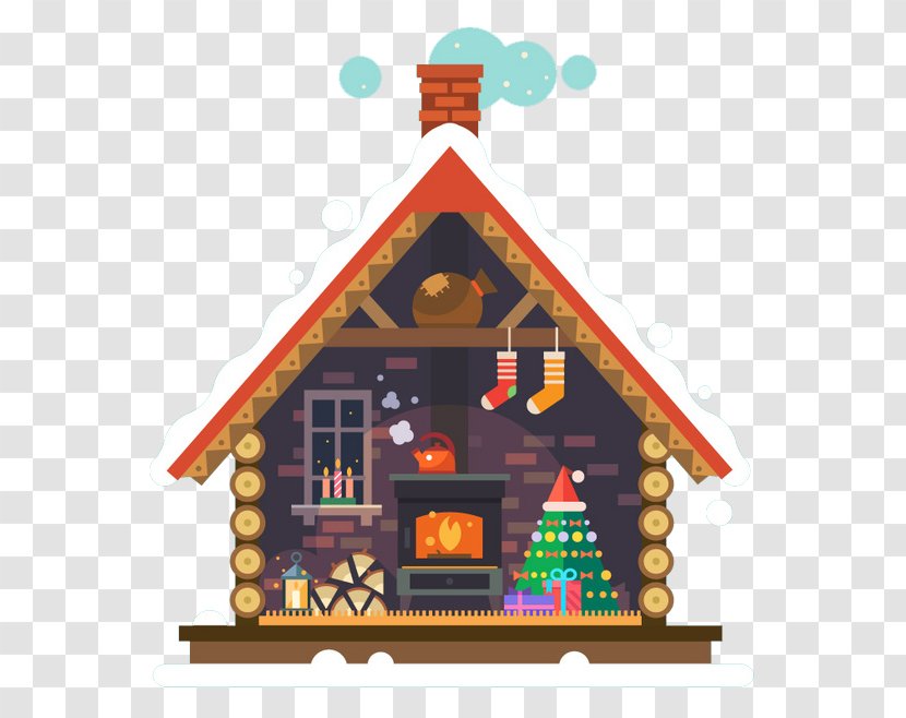 Christmas Cottage - Royalty Free - Tree Transparent PNG