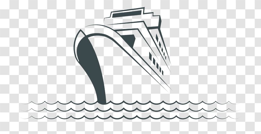 Drawing Ship Silhouette - Black And White - Cruises Transparent PNG