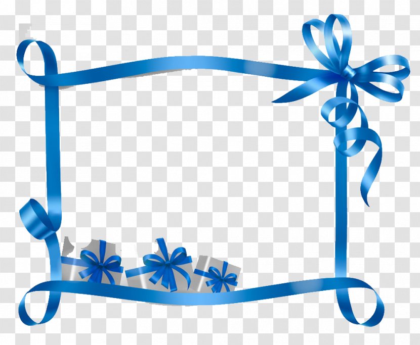 Ribbon Gift Card Blue - Stock Photography - Border Transparent PNG