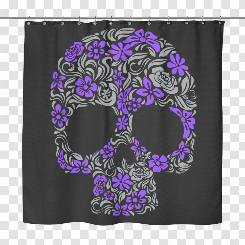 Calavera Skull Douchegordijn Curtain Bathroom - Turquoise Transparent PNG