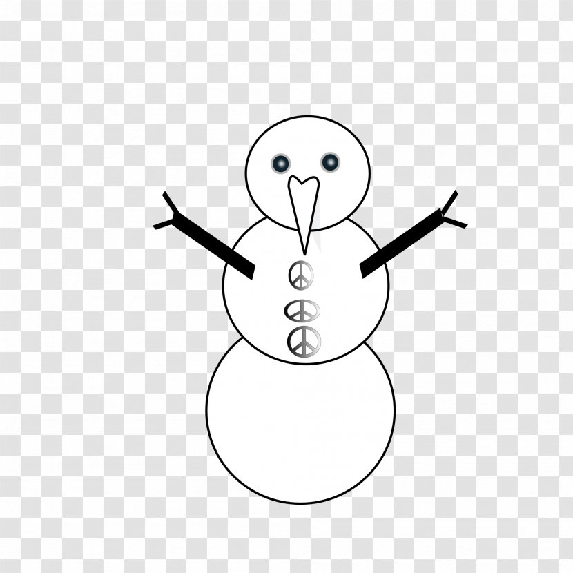 /m/02csf Clip Art Drawing Line Thumb - Flower - Black And White Snowman Outline Transparent PNG