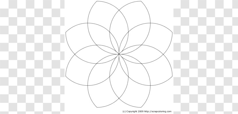 Line Art Circle Symmetry Point Angle - Artwork - Eight Petal Flower Template Transparent PNG