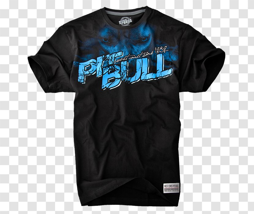 T-shirt Logo Sleeve Outerwear - Blue - Pit Bull Transparent PNG