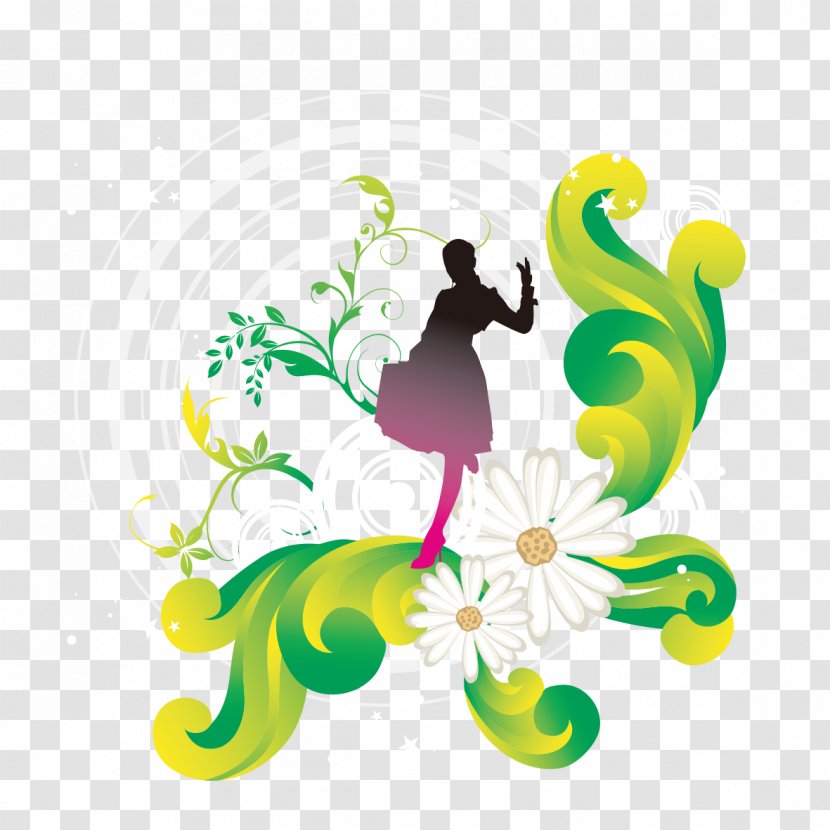 Silhouette Flower Euclidean Vector - From Flowers To A Woman Transparent PNG