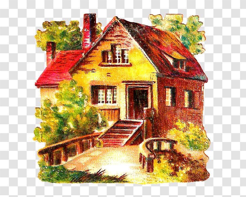 Saltbox Victorian Era House Clip Art - Cottage - Orange Cliparts Transparent PNG