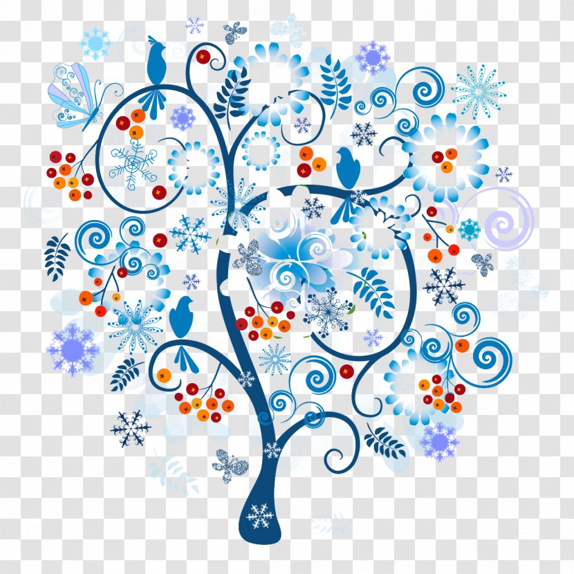 Free Content Winter Royalty-free Clip Art - Floral Design - Trees And Flowers Vector Material Transparent PNG