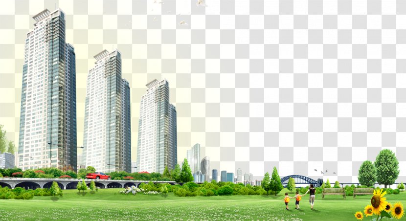 Real Estate Property Developer Advertising - Facade - High-rise Building Grass Background Material Transparent PNG