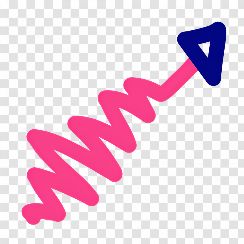 Doodle Arrow - Pink Zigzag Arrow With Blue Tip Transparent PNG