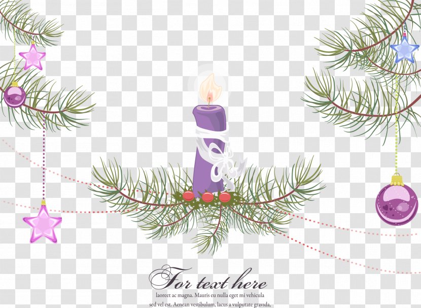 Christmas Poster Illustration - Tree - Candles And Pine Transparent PNG
