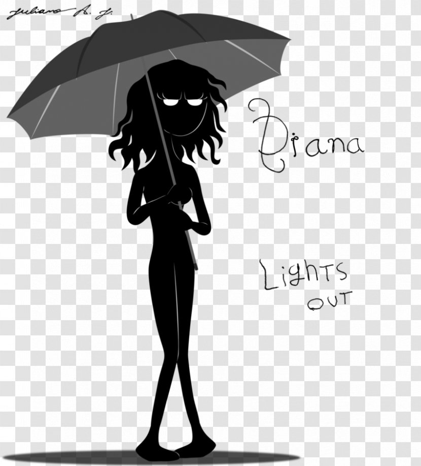 Black Cartoon Silhouette Umbrella White - Fictional Character Transparent PNG
