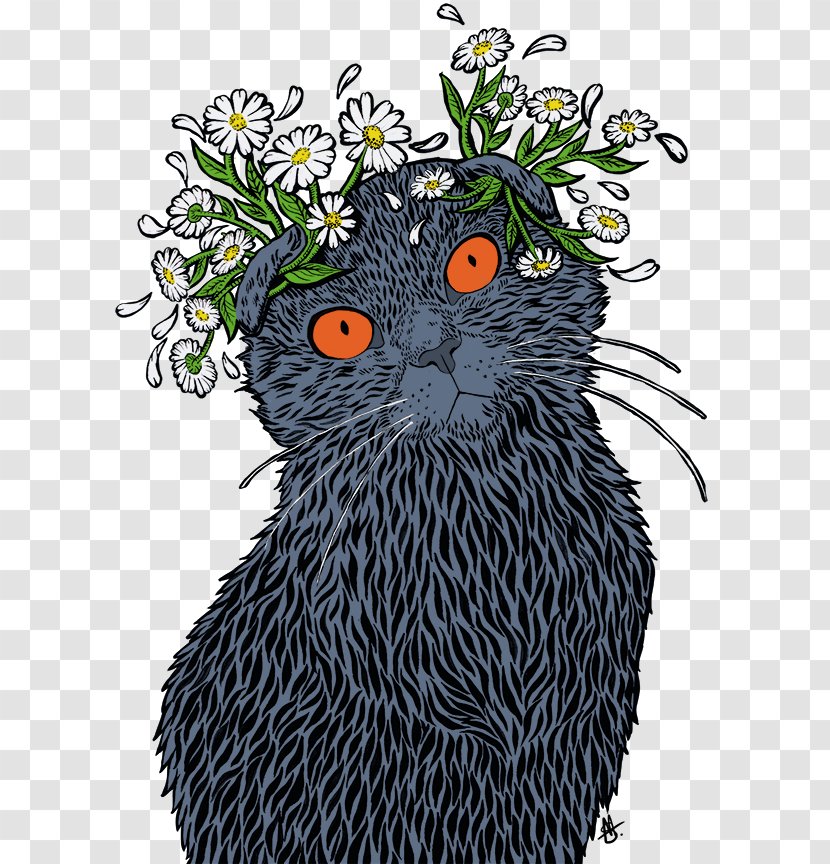 Whiskers Cat Cartoon Flowering Plant - Art - Hear No Evil Transparent PNG