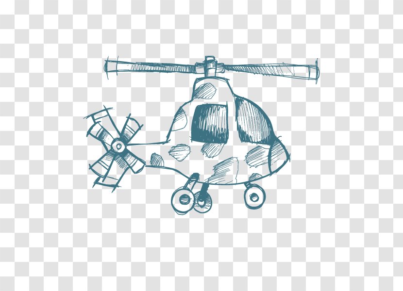 Helicopter Airplane Sketch - Royaltyfree - Aircraft,Cartoon Airplane,private Plane Transparent PNG