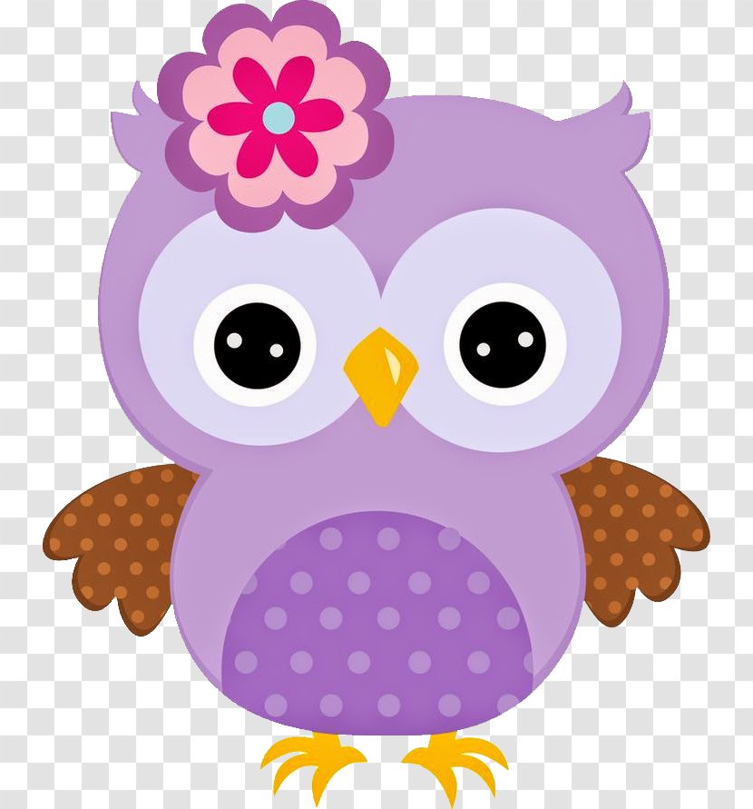 Owl Clip Art Bird Of Prey Pink Purple - Violet Transparent PNG