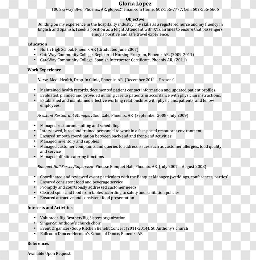 Résumé Acceptance Testing Template Software Job Resume - Area - Flight Attendant Transparent PNG