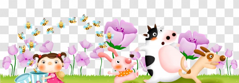 Cartoon Child Illustration - Flower - Cute Little Animals Transparent PNG