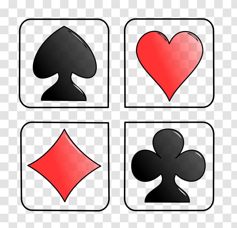 Playing Card Suit Set One-card Clip Art - Silhouette - Symbols Transparent PNG