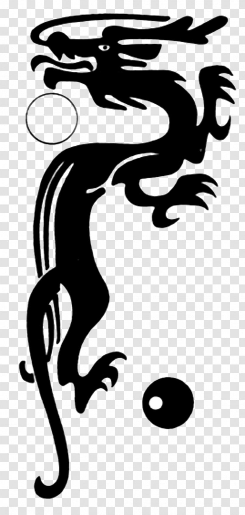 Chinese Dragon Silhouette - Black And White Transparent PNG