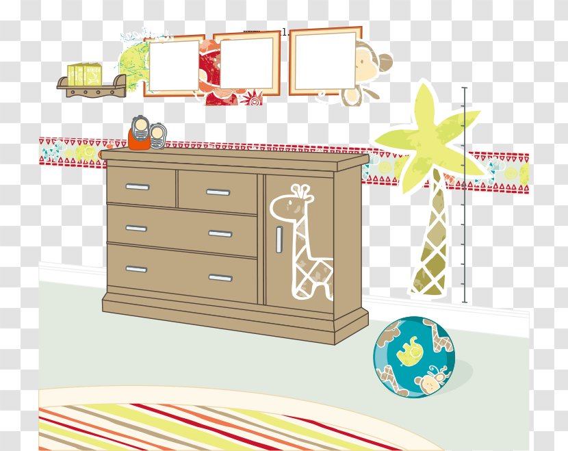 Animation Interior Design Services Room - Cartoon Home Furniture Painted Cabinet Frame Transparent PNG