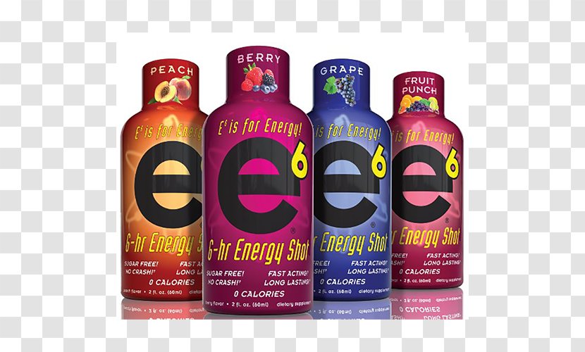Energy Drink E6 6-Hour Shot 48 Bottle Case Of Peach Fluid Ounce Transparent PNG