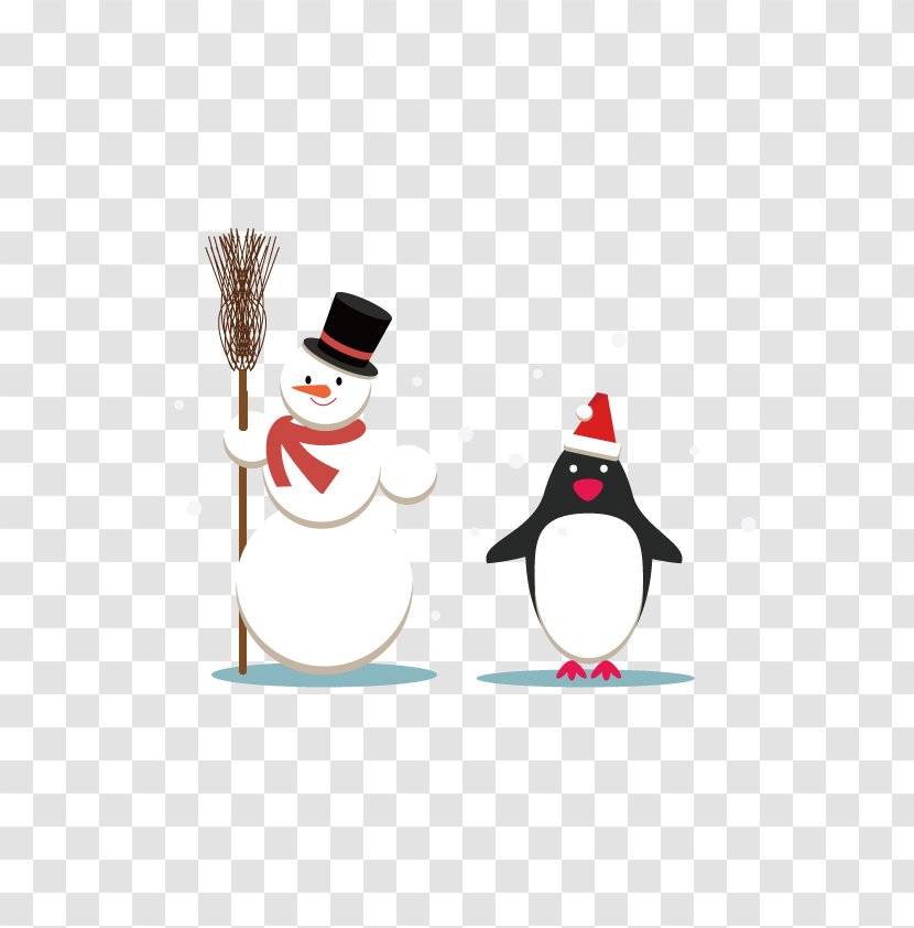 Penguin Santa Claus Snowman Christmas - Vector And Transparent PNG