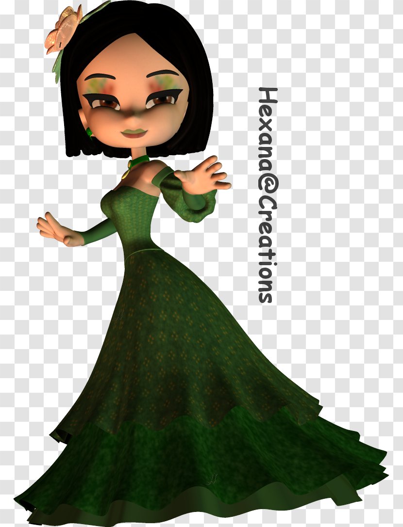 Green Gown Black Hair - Watercolor - Bied Transparent PNG