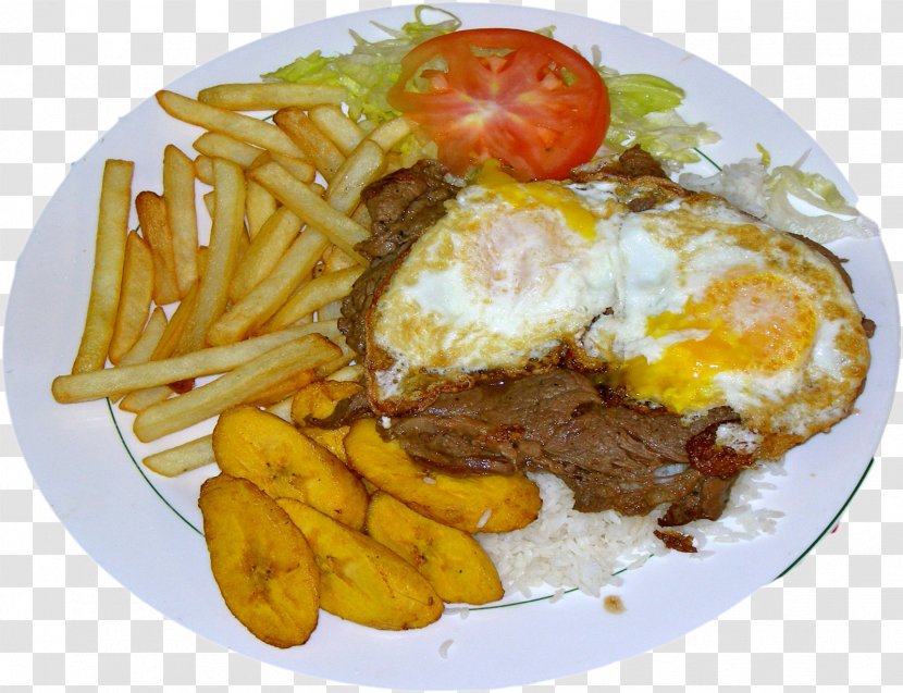 French Fries Chicken Fried Steak Full Breakfast Peruvian Cuisine Lomo A Lo Pobre - Mediterranean Food - Seafood Background Transparent PNG