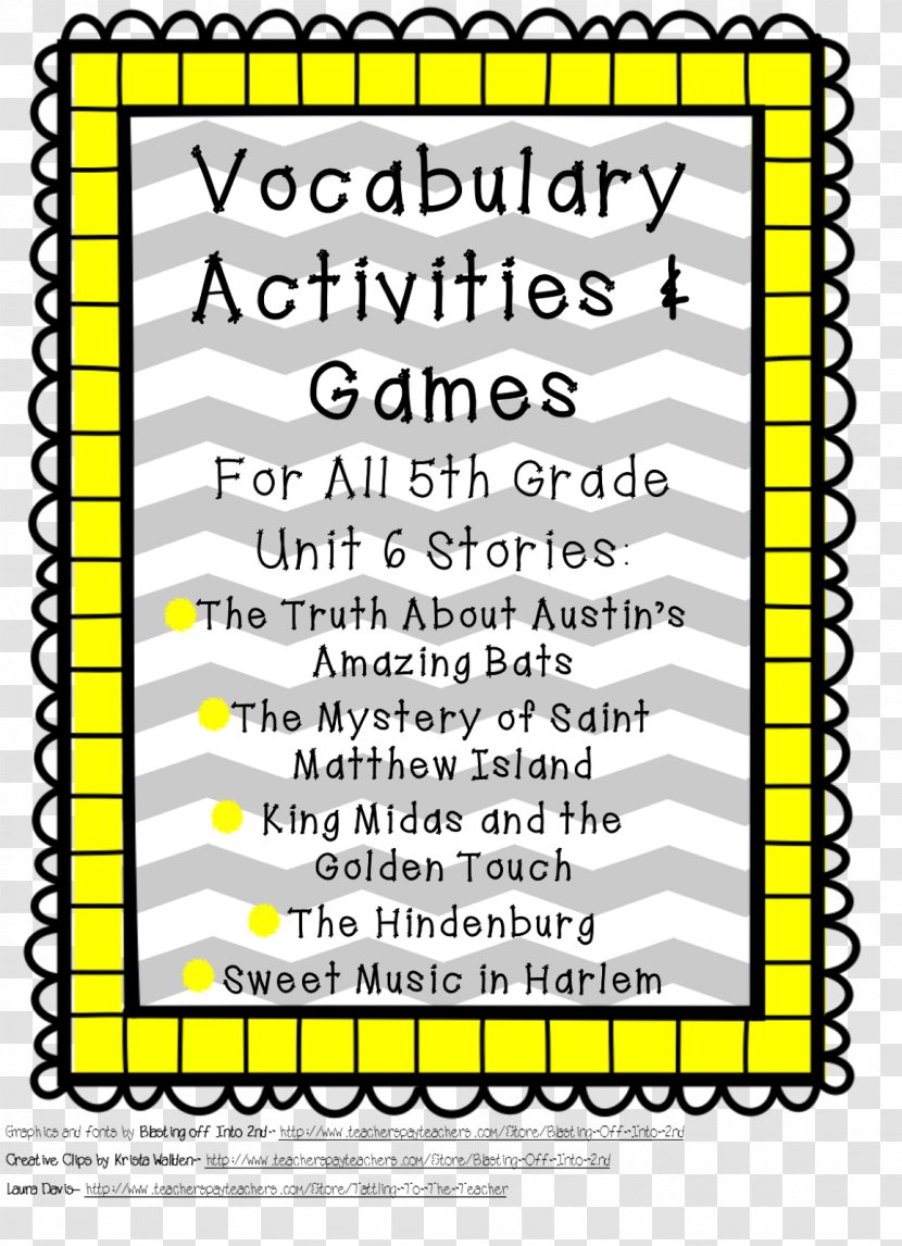 Fifth Grade Vocabulary TeachersPayTeachers Fourth Elementary School - Yellow - Teacher Transparent PNG