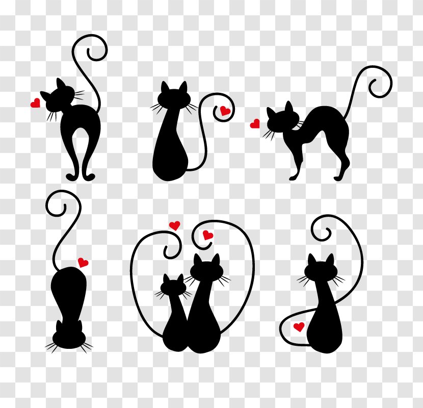 Van Cat Kitten Stencil Drawing - Vector Love Cats Transparent PNG