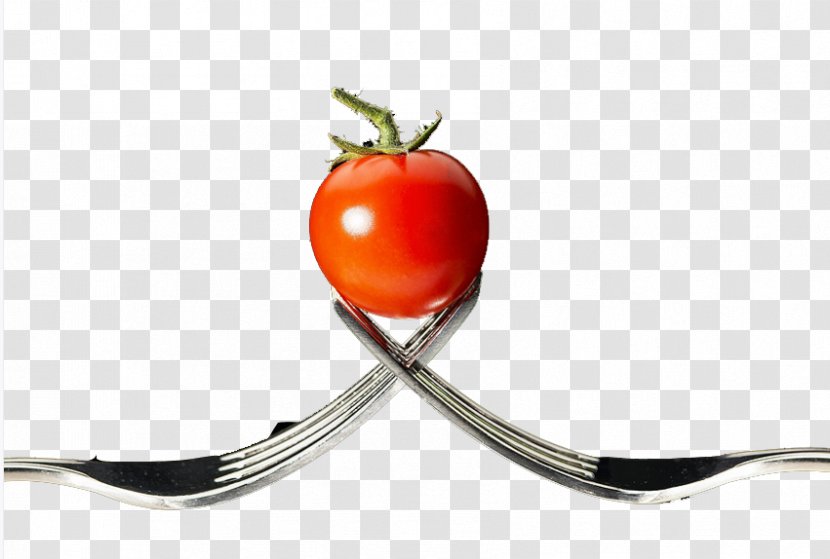 Tomato Juice Fruit Fork Vegetable - On The Knife And Transparent PNG