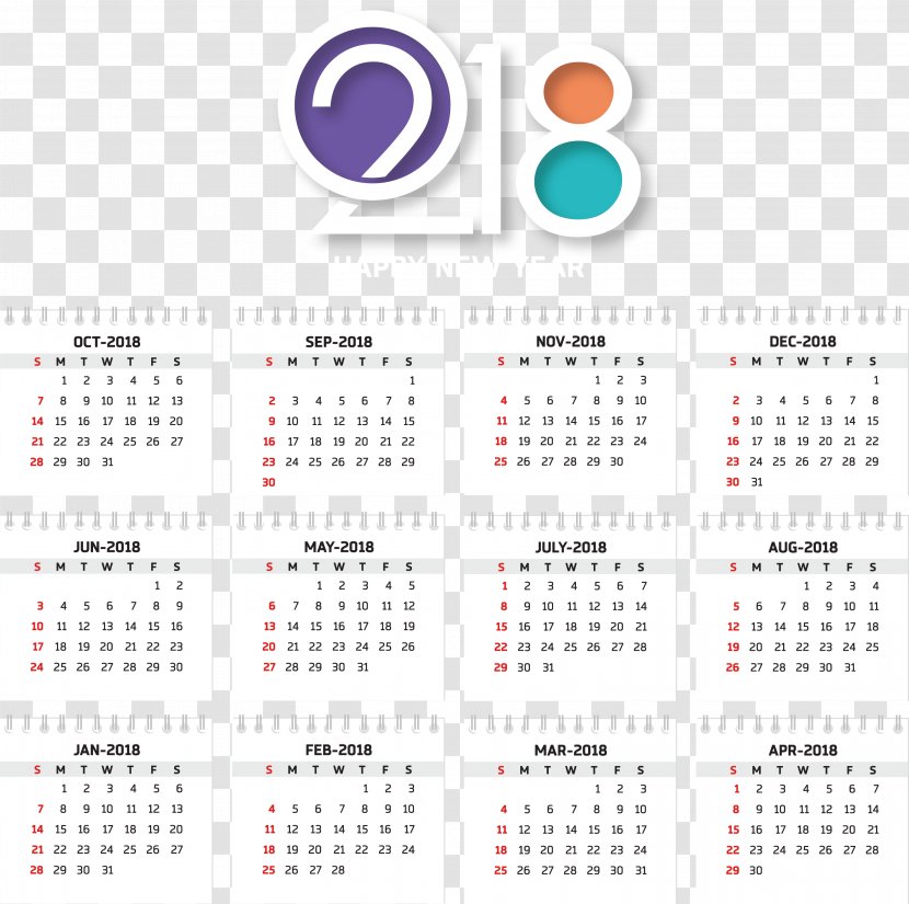 Calendar Computer File - Pattern - Loose Leaf Effect 2018 Transparent PNG