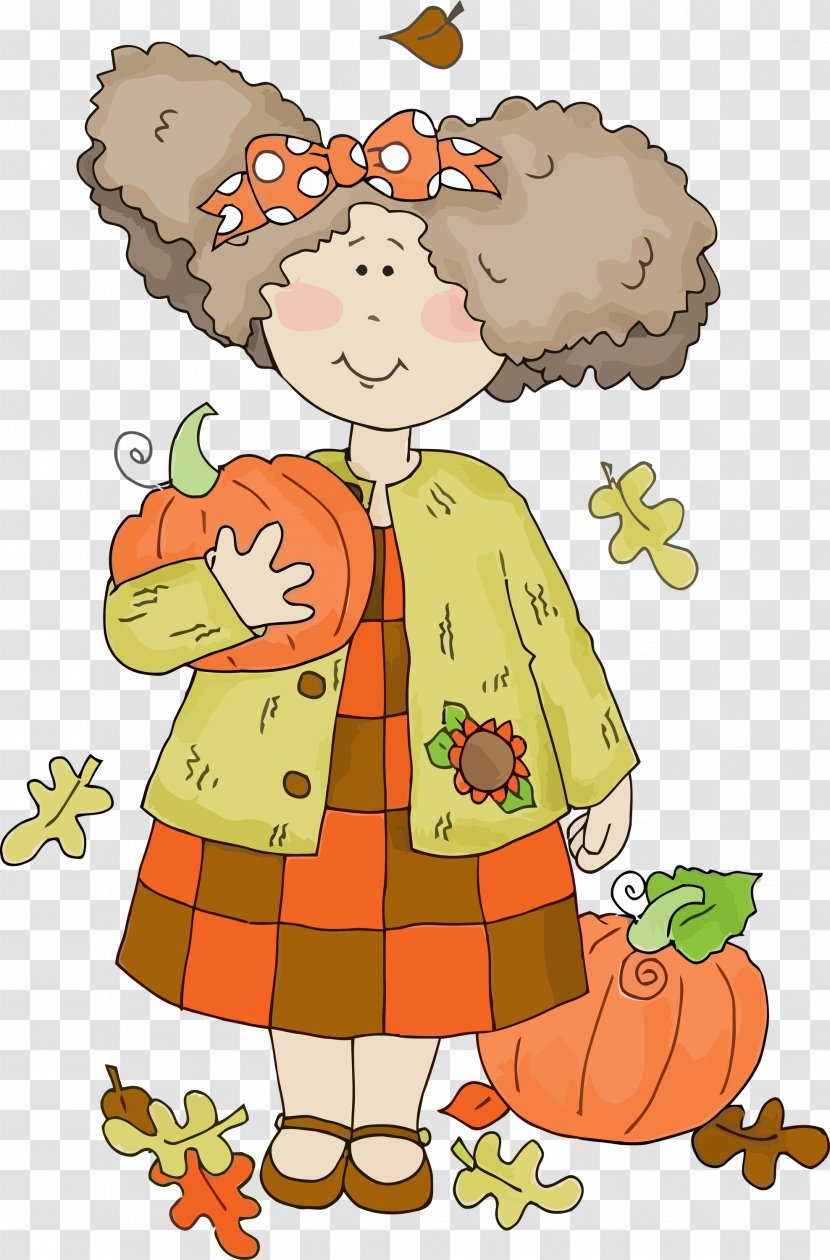 Kid Thanksgving Pumpin - Cartoon Autumn Transparent PNG