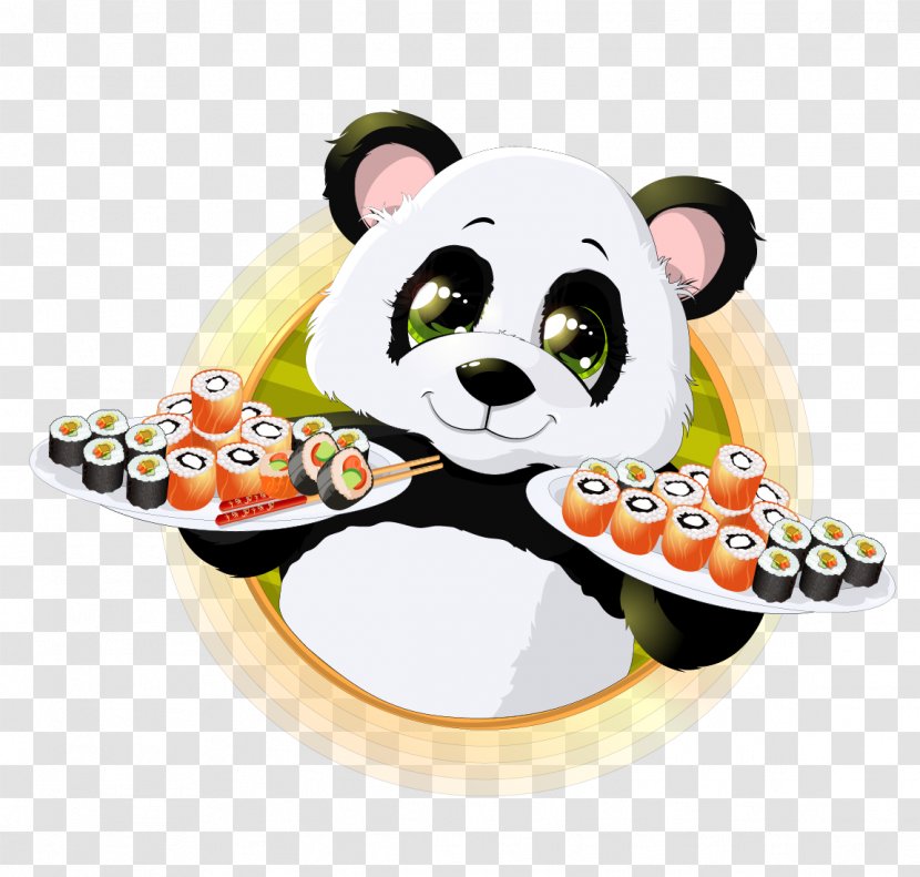 Sushi Giant Panda Red Japanese Cuisine - Stock Photography - Cartoon Tag Transparent PNG