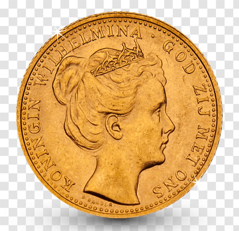 Coin Gold Tienguldenstuk Zilveren Tientje Silver - Wilhelmina Of The Netherlands Transparent PNG