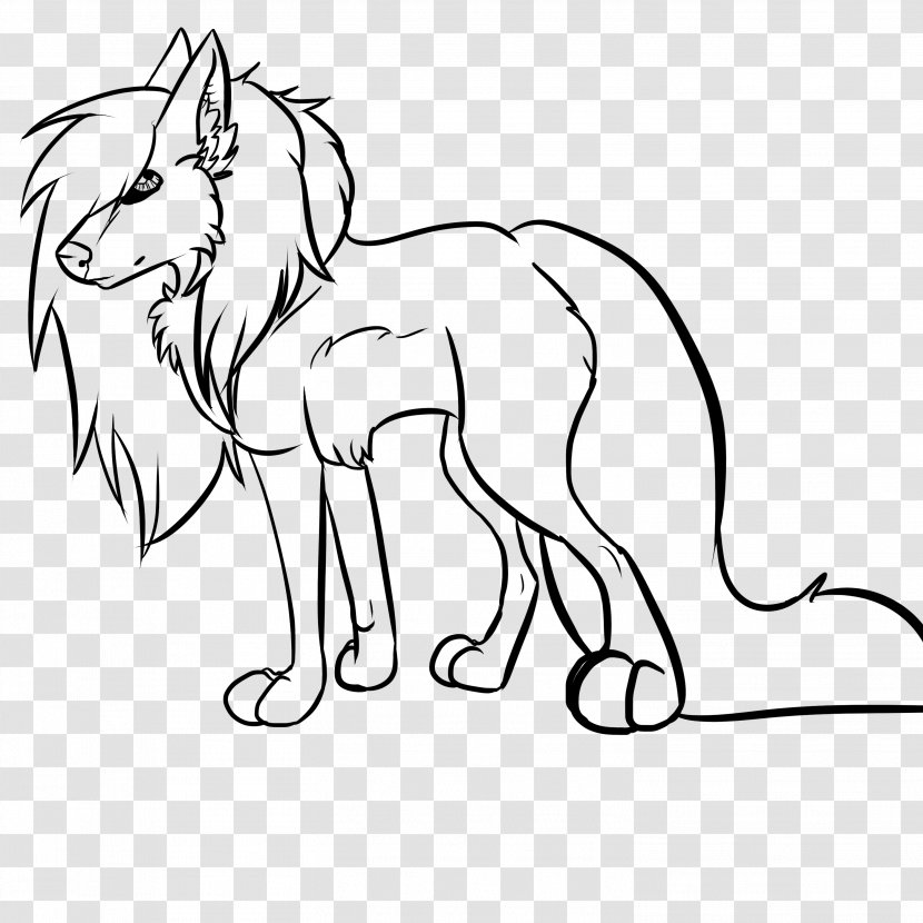 Whiskers Cat Canidae Line Art Paw - Wildlife - Domestic Long Haired Transparent PNG