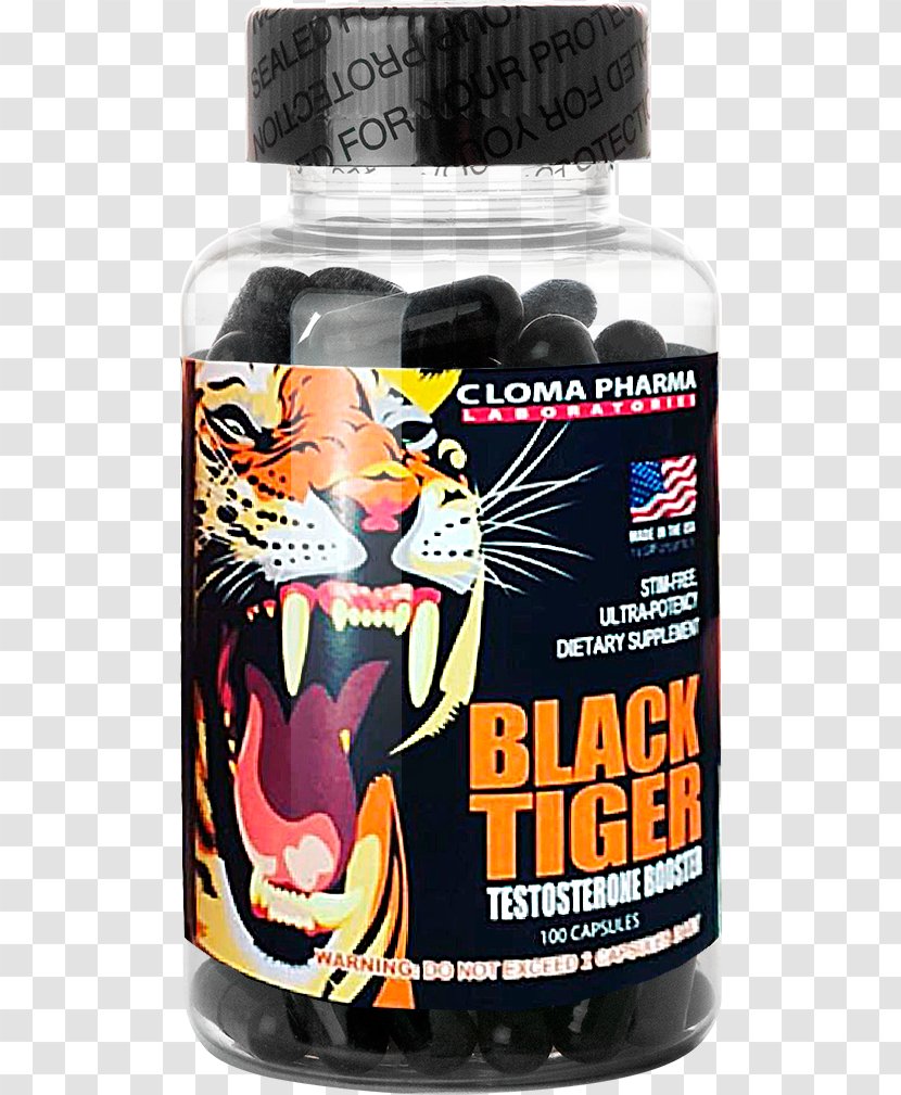 Black Tiger Testosterone Dietary Supplement Bodybuilding - Energy Drink Transparent PNG