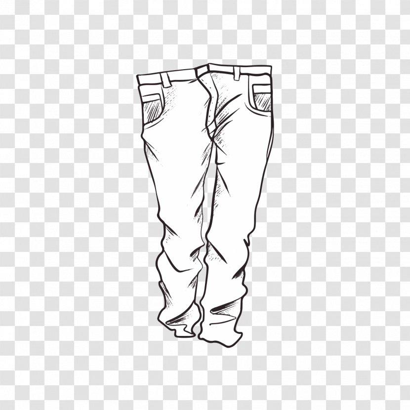Drawing Autumn Computer File - Clothing - Trousers In Black And White Transparent PNG
