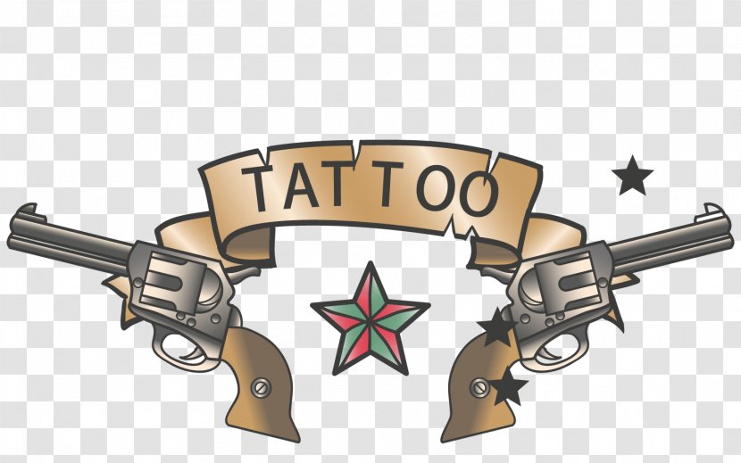 Old School (tattoo) Sailor Tattoos Flash - Gun - Pistol Star Vector Elements Transparent PNG