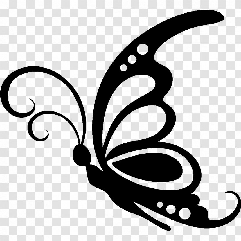 Butterfly Silhouette Drawing Stencil Clip Art - Monochrome - Hand-painted Transparent PNG