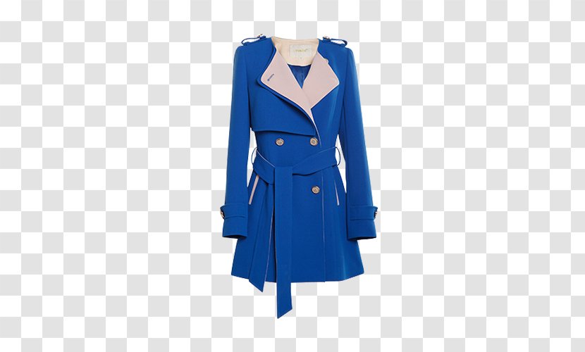 Blue Trench Coat - Overcoat - Women Transparent PNG