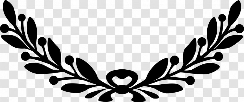 Laurel Wreath Bay Clip Art - Black And White - Floral Transparent PNG