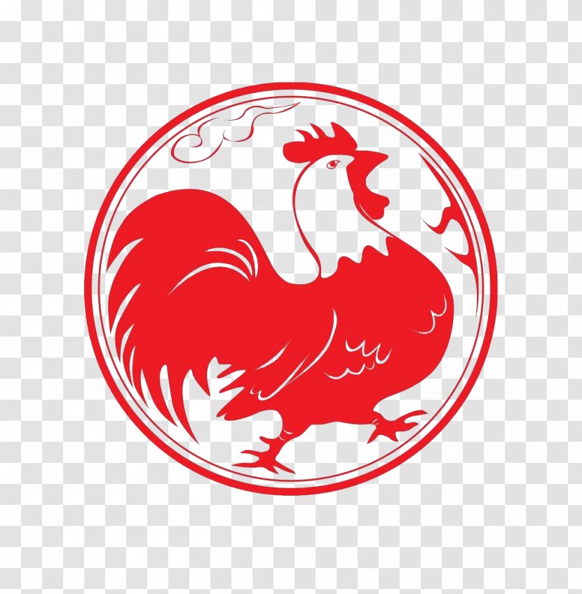 Chicken Chinese New Year Rooster Papercutting Happiness - Picture - Red Round Transparent PNG