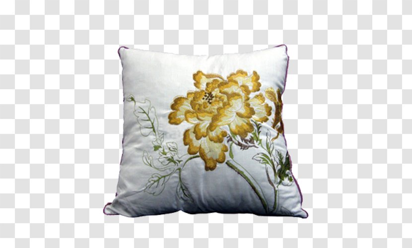 Dakimakura Moutan Peony - Pillow - Yellow Embroidered Transparent PNG