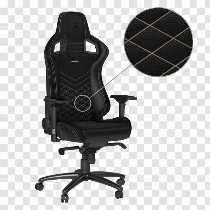 Office & Desk Chairs Artificial Leather Gaming Chair - Comfort - Black Gold Transparent PNG