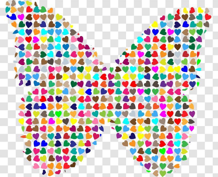 Butterfly Heart Clip Art - Text - Colorful Transparent PNG