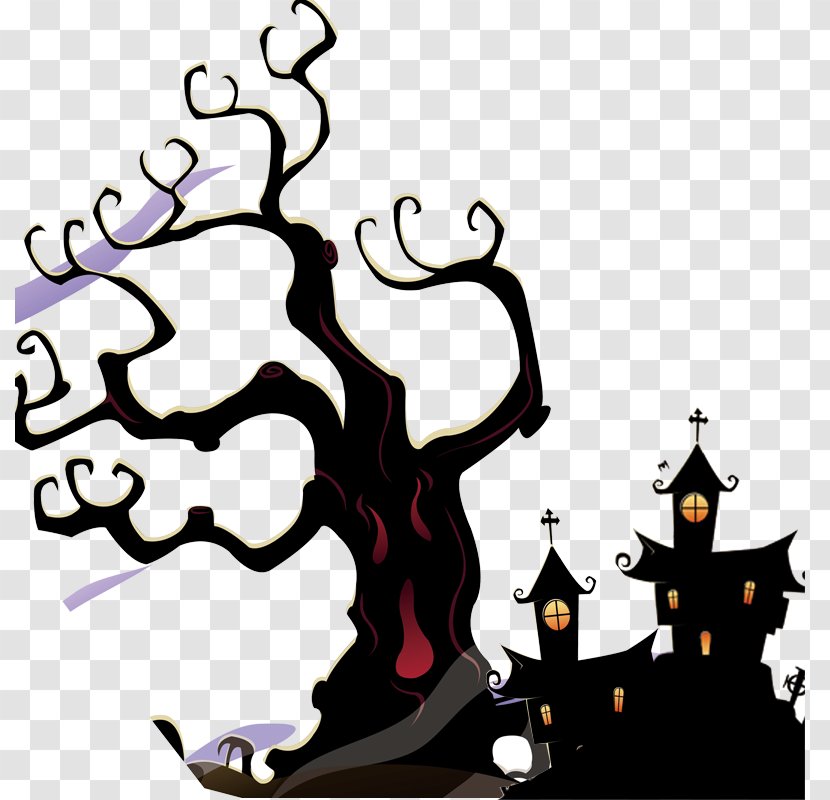Halloween Ghost Poster Jack-o-lantern - Haunted House - Tree Transparent PNG