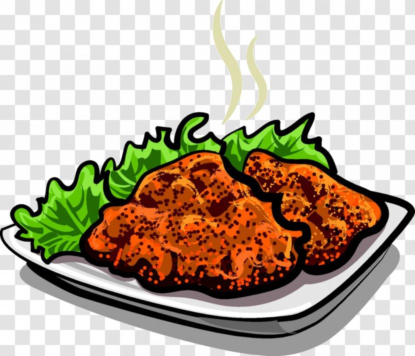 Wiener Schnitzel French Fries Cutlet Clip Art - Meal - Lettuce And Barbecue Transparent PNG