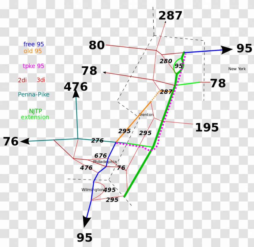 Line Point Angle Interstate 95 Diagram - Flower Transparent PNG