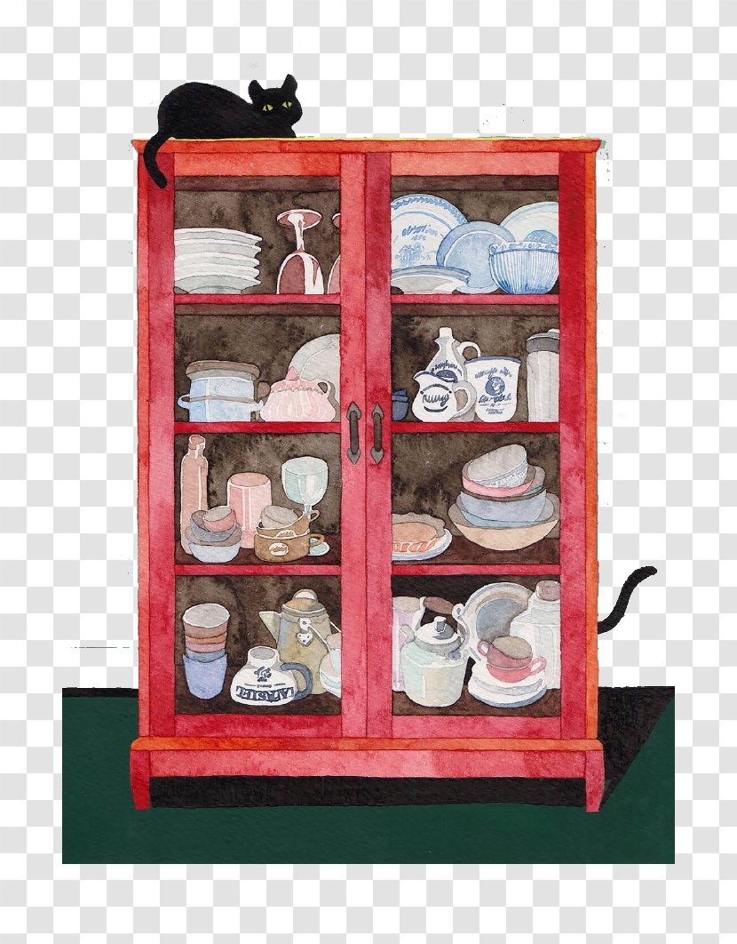 Kitchen Shelf - Shelving - Cartoon Cupboard Transparent PNG